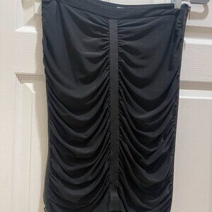 Cache Rushed Black Skirt with Zippers on both sides, Size 6, Runs Smaller